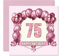 Fun 75th Birthday Cards for Woman - Birthday Balloons - Card for Dad Mum Great Grandad Grandpa Nanny Grandma Gran Uncle Auntie, 145mm Greeting Cards, 75th Card