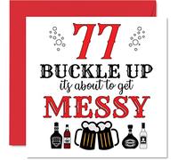 Fun 77th Birthday Cards for Men Woman, Buckle Up