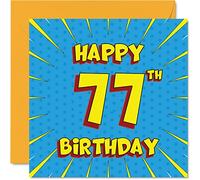 Fun 77th Birthday Cards for Men Woman, Comic Book