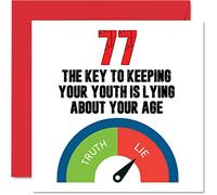 Fun 77th Birthday Cards for Men Woman, Key to Youth