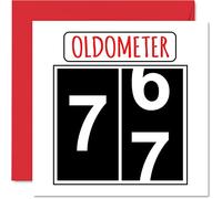 Fun 77th Birthday Cards for Men Woman - Oldometer - Happy Birthday Card for Dad Mum Great Grandad Grandpa Nanny Grandma Gran Uncle Auntie, 145mm Greeting Cards, 77th Card