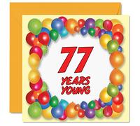 Fun 77th Birthday Cards for Men Woman - Years Young - Happy Birthday Card for Dad Gran Great Grandad Grandpa Auntie Grandma Mum Uncle Nanny, 145mm Greeting Cards, 77th Card