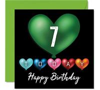 Fun 7th Birthday Cards for Boys Girls - Heart Balloons - Happy Birthday Card for Son Daughter Brother Sister Grandson Granddaughter Niece Nephew Cousin, 145mm Greeting Cards
