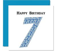 Fun 7th Birthday Cards for Boys - Shapecloud - Happy Birthday Card for Son Daughter Brother Sister Grandson Granddaughter Niece Nephew Cousin, 145mm Greeting Cards, Fun Card