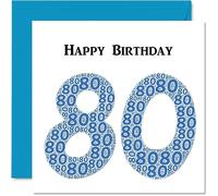 Fun 80th Birthday Cards for Men - Shapecloud - Happy Birthday Card for Dad Mum Great Grandad Grandpa Nanny Grandma Gran Uncle Auntie, 145mm Greeting Cards, Fun Card
