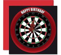 Fun 80th Birthday Cards for Men Woman - Dart Board - Happy Birthday Card for Dad Mum Great Grandad Grandpa Nanny Grandma Gran Uncle Auntie, 145mm Sports Darts Bday Greeting Cards