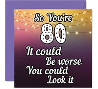 Fun 80th Birthday Cards for Men Woman - Look It - Funny Birthday Card for Dad Mum Great Grandad Grandpa Nanny Grandma Gran Uncle Auntie, 145mm Greeting Cards, 80th Card