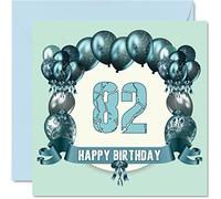 Fun 82nd Birthday Cards for Men - Birthday Balloons - Card for Dad Uncle Gran Grandpa Auntie Great Grandad Grandma Mum Nanny, 145mm Greeting Cards, 82nd Card