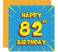 Fun 82nd Birthday Cards for Men Woman - Comic Book - Happy Birthday Card for Grandpa Grandma Nanny Dad Mum Great Grandad Auntie Uncle Gran, 145mm Greeting Cards, 82nd Card