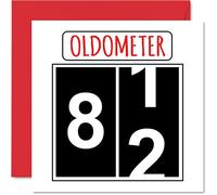 Fun 82nd Birthday Cards for Men Woman - Oldometer - Happy Birthday Card for Dad Mum Great Grandad Grandpa Nanny Grandma Gran Uncle Auntie, 145mm Greeting Cards, 82nd Card