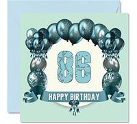 Fun 86th Birthday Cards for Men - Birthday Balloons - Card for Dad Uncle Gran Grandpa Auntie Great Grandad Grandma Mum Nanny, 145mm Greeting Cards, 86th Card
