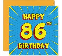 Fun 86th Birthday Cards for Men Woman - Comic Book - Happy Birthday Card for Grandpa Grandma Nanny Dad Mum Great Grandad Auntie Uncle Gran, 145mm Greeting Cards, 86th Card
