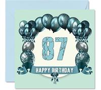 Fun 87th Birthday Cards for Men - Birthday Balloons - Card for Dad Uncle Gran Grandpa Auntie Great Grandad Grandma Mum Nanny, 145mm Greeting Cards, 87th Card