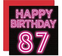Fun 87th Birthday Cards for Men Woman, Neon Glow