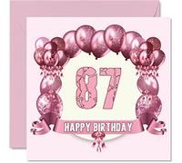 Fun 87th Birthday Cards for Woman - Birthday Balloons - Card for Dad Mum Great Grandad Grandpa Nanny Grandma Gran Uncle Auntie, 145mm Greeting Cards, 87th Card