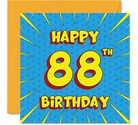 Fun 88th Birthday Cards for Men Woman - Comic Book - Happy Birthday Card for Grandpa Grandma Nanny Dad Mum Great Grandad Auntie Uncle Gran, 145mm Greeting Cards, 88th Card