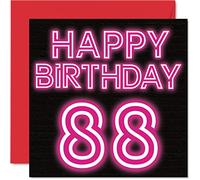 Fun 88th Birthday Cards for Men Woman, Neon Glow