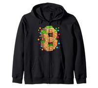 Fun 8th Birthday Number 8 Video Gamer Pixel Themed Bday Boys Zip Hoodie