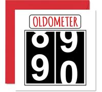 Fun 90th Birthday Cards for Men Woman - Oldometer - Happy Birthday Card for Great Grandad Grandpa Nanny Grandma Nan Gran Granny Dad Mum, 145mm Greeting Cards, 90th Card