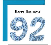 Fun 92nd Birthday Cards for Men - Shapecloud - Happy Birthday Card for Great Grandad Grandpa Nanny Grandma Nan Gran Granny Dad Mum, 145mm Greeting Cards, Fun Card