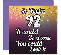 Fun 92nd Birthday Cards for Men Woman - Look It - Funny Birthday Card for Great Grandad Grandpa Nanny Grandma Nan Gran Granny Dad Mum, 145mm Greeting Cards, 92nd Card