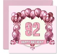 Fun 92nd Birthday Cards for Woman - Birthday Balloons - Card for Great Grandad Grandpa Nanny Grandma Nan Gran Granny Dad Mum, 145mm Greeting Cards, 92nd Card