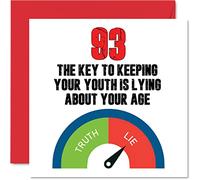 Fun 93rd Birthday Cards for Men Woman - Key to Youth - Happy Birthday Card for Great Grandad Grandpa Nanny Grandma Nan Gran Granny Dad Mum, 145mm Funny Joke Humour Banter Greeting Cards