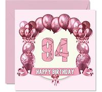 Fun 94th Birthday Cards for Woman - Birthday Balloons - Card for Great Grandad Grandpa Nanny Grandma Nan Gran Granny Dad Mum, 145mm Greeting Cards, 94th Card