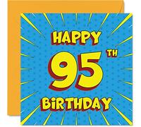 Fun 95th Birthday Cards for Men Woman - Comic Book - Happy Birthday Card for Grandma Gran Nan Great Grandad Grandpa Nanny Mum Dad Granny, 145mm Greeting Cards, 95th Card