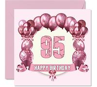 Fun 95th Birthday Cards for Woman - Birthday Balloons - Card for Great Grandad Grandpa Nanny Grandma Nan Gran Granny Dad Mum, 145mm Greeting Cards, 95th Card