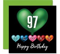 Fun 97th Birthday Cards for Men Woman, Heart Balloons