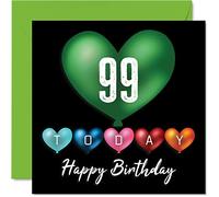 Fun 99th Birthday Cards for Men Woman - Heart Balloons - Happy Birthday Card for Great Grandad Grandpa Nanny Grandma Nan Gran Granny Dad Mum, 145mm Greeting Cards