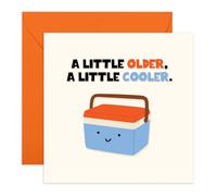 Fun Ageing Birthday Card - Older Cooler Pun Design for Friend Brother Sister Husband Wife Partner Colleague Bro Guys Dad Him - Comes with Fun Stickers