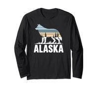 Fun Alaska Wolf Retro Forest, Alaskan Wildlife and Nature Long Sleeve T-Shirt