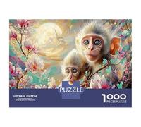 Fun And Challenging Family Game 1000 Pieces Garden Playful Monkey - Eco-friendly Paper Moonlit Monkey for Adults & Gifts for Women 52x38cm/1000pcs