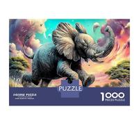 Fun And Challenging Family Game 1000 Pieces Majestic Vibrant Plains - Eco-friendly Paper Running Elephant for Adults And Kids Age 12 Years Up & Great Gift Idea 38x26cm/1000pcs
