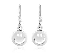 Fun and Happy Smiley Face .925 Sterling Silver Dangle Earrings