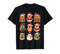 Fun Animal Capybaras Santa Snowman Festive Christmas Value Graphic T-Shirt, Men, Black, XL