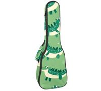 Fun Animal Green Gator Crocodile Ukulele Case, Padded Bag for 23 Inch Concert Ukulele, Waterproof & Durable