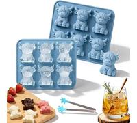 Fun Animal Ice Tray Cube Tray - Mini Highland Cattle Ice Mold 3D Shape | Reusable Silicone for Whiskey Coffee Cocktails | Cute Mold for Drinks for Chocolate Candy DIY Soap