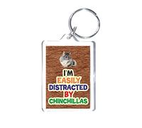 'Fun Animal Lover Gift - I'm Easily Distracted By Chinchillas - Novelty Keyring'