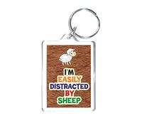 'Fun Animal Lover Gift - I'm Easily Distracted By Sheep - Novelty Keyring'