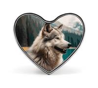 Fun Animal Wolf Buttons Pin Memorial Boutonniere for Wedding Groom Bride, Customize Lapel Heart Pin for Christmas, Men Women Costume Decorative Fashionable Brooches