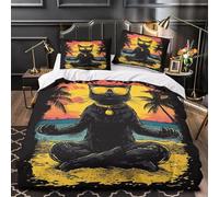 Fun Animals Super King Duvet Cover Set, Cat Bedding Sets with Zipper Closure, Soft Cozy Microfiber Double Duvet Cover and 2 Pillow Cases 50 x 75 cm A348