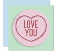 Fun Anniversary Card - Candy Hearts - Cute Happy Anniversary Card for Partner from Husband Wife Boyfriend Girlfriend, 145mm Anniversaries Greeting Cards