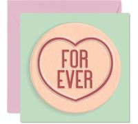 Fun Anniversary Card - Candy Hearts - Cute Happy Anniversary Card for Partner from Husband Wife Boyfriend Girlfriend, 145mm Anniversaries Greeting Cards