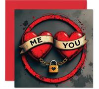 Fun Anniversary Card - Heart Under Lock and Key - Cute Happy Anniversary Card for Partner from Husband Wife Boyfriend Girlfriend, 145mm Anniversaries Greeting Cards