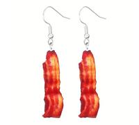 Fun Bacon Strips Slices Drop Dangle Earrings Super Cute Food Earrings For Halloween, Sports Game Day, Fundraiser Events, Social Events, Gag Gift and More