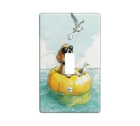 Fun Beagle Dog Decorative Switch Cover 1 Gang Single Toggle, Summer Nautical Scene Chien Switchcover Wall Plate, Puppy Electrical Faceplate for Bedroom Living Room Decor