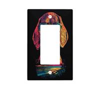 Fun Beagle Dog Decorative Switch Cover Plate 1 Gang Single Rocker, Colorful Chien Electrical Faceplate for Bedroom Bathroom Decor, Puppy Standard Size Switchplate